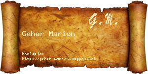 Geher Marion névjegykártya